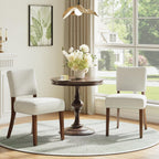 COLAMY Mid Century Modern Dining Chairs Set of 4, Upholstered Kitchen Chairs with Back, Farmhouse Fabric Side Dining Room Chairs with Wood Legs for Dining Room Kitchen Restaurant, Brown