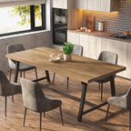 Tribesigns Dining Table for 8 People, 70.87-inch Rectangular Wood Kitchen Table with Strong Metal Frame, Industrial Large Long Dining Room Table for Big Family (Rustic Brown)