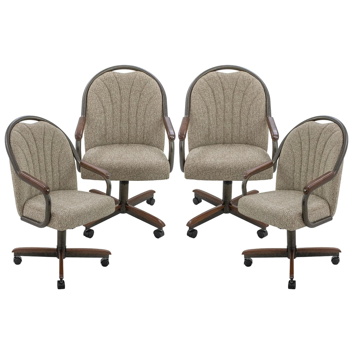 Chromcraft Bailey 4pc Swivel Kitchen Dining Chair - Light Sand-Chestnut