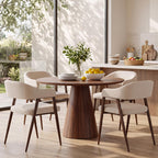 HNY Modern Dining Room Arm Chairs Set of 6, Retro Faux Leather Upholstered Barrel Dining Chairs with Arms Mid-Century Brown Accent Chair with Metal Legs, Open-Back Kitchen Side Chair for Living Room