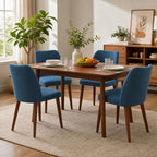 GarveeHome Wooden Dining Chair Set of 4 Upholstered Fabric Dining Chair