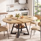 Jocoevol Extendable Round Dining Table for 4-8, Round to Oval Dining Table with Open Storage Shelf, Space Saving Expandable Kitchen Table, Modern Design for Apartments & Dining Rooms,Grey