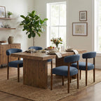 VKNOW Wooden Dining Chairs Set of 4 with Walnut Wood Legs and Curved Back
