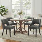 keoni Wooden Dining Chairs Set of 4 with Black Rubberwood Legs and Backrest