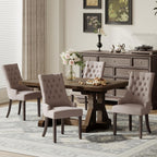 COLAMY Wingback Upholstered Dining Chairs Set of 4, Fabric Side Dining Room Chairs with Tufted Button, Living Room Chairs for Home Kitchen Resturant- Beige