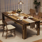 CABIHOME 71" Long Dining Table for 6-8, Rectangular Farmhouse Kitchen Dining Room Table w/Wider H Legs & Large Wooden Tabletop, Sturdy Frame, Wood Strip Base, for Apartment, Kitchen, Dining, Walnut