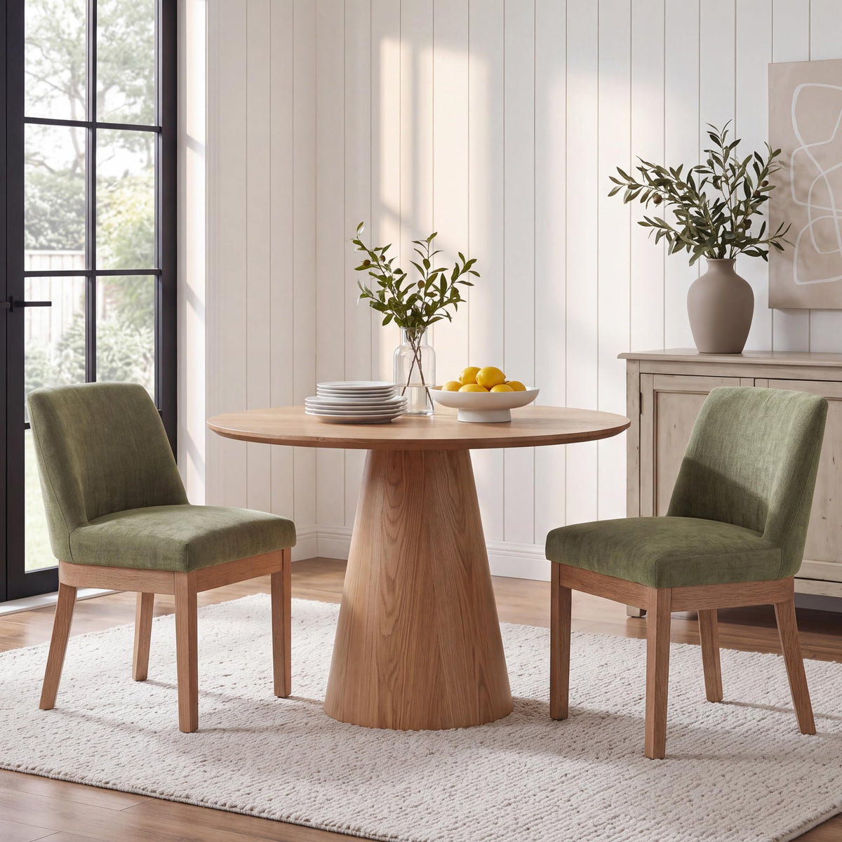 HNY Modern Dining Chairs Set of 6 with Comfortable Back Support, Farmhouse Soft Linen Upholstered Kitchen Dining Room Chairs with Solid Wood Legs, Armless Accent Side Chairs for Living Room, Beige