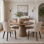 MALOL Dining Chairs Set of 6, Upholstered Fabric Kitchen Chairs with Curved Back, Padded Seat and Solid Wood Legs, Modern Dining Chair for Kitchen Dining Room, Camel
