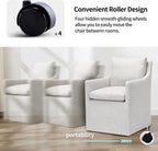 DUHOME Upholstered Dining Chairs with Casters,Linen Dining Chairs Set of 4