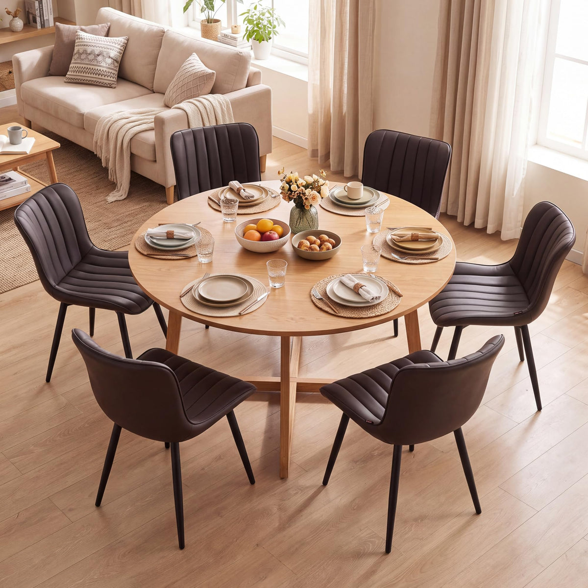 YOUNUOKE Dining Chairs Set of 2 Mid-Century Modern Kitchen Chairs Khaki