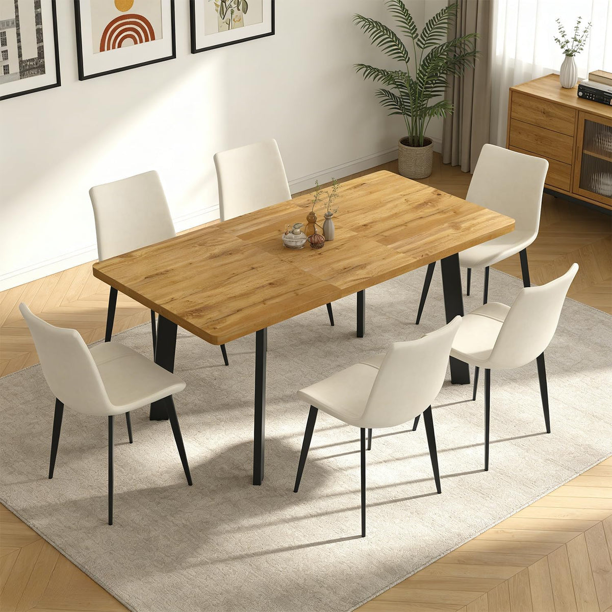 Modern 47.2"-63" Extendable Rectangular Dining Room Table, Walnut