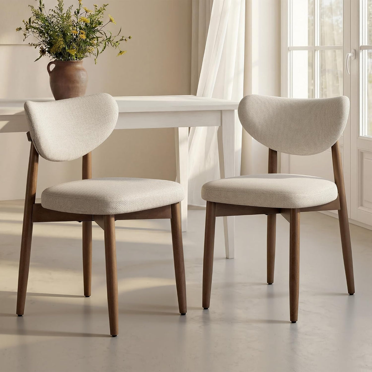 VASAGLE Wooden Dining Chairs Set of 2, Upholstered Kitchen Chairs