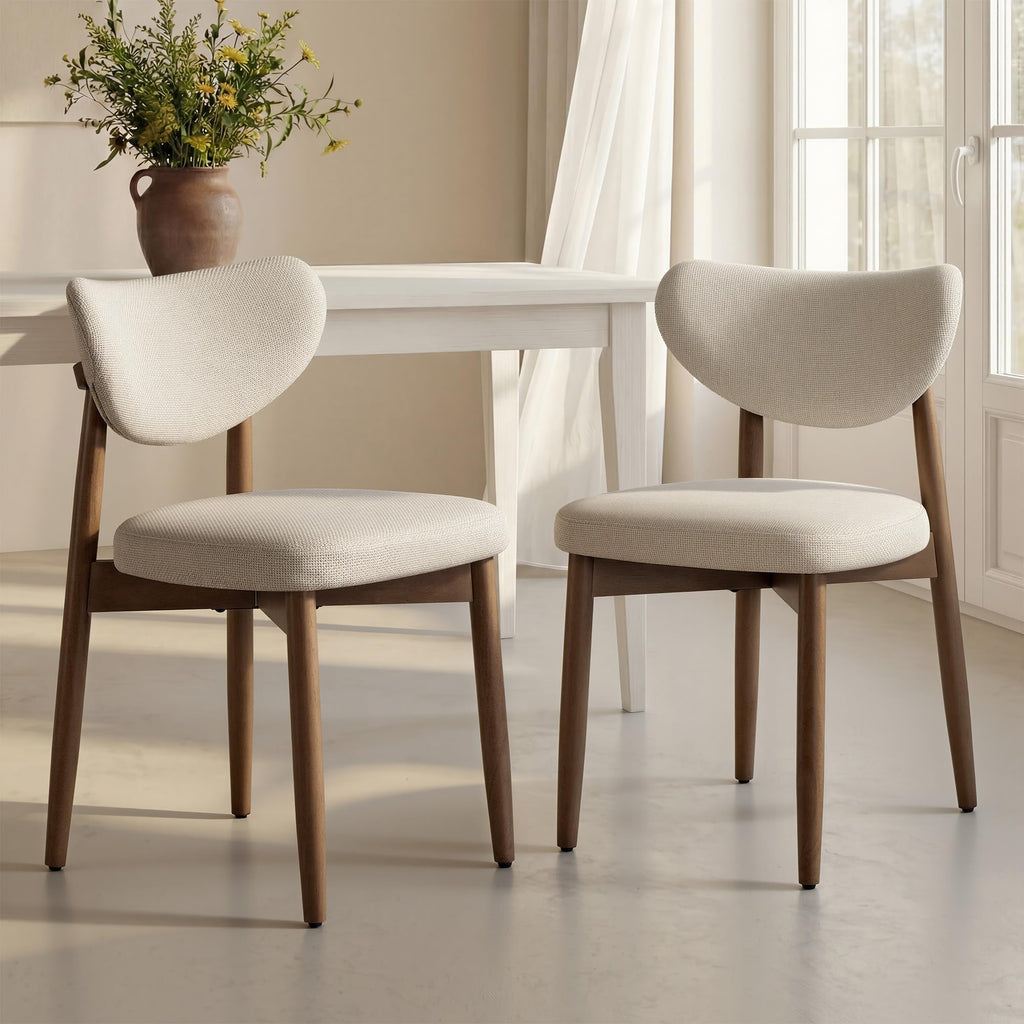VASAGLE Wooden Dining Chairs Set of 2, Upholstered Kitchen Chairs