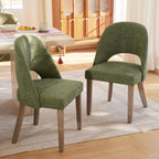 Wooden Dining Chairs Set of 4, Green Chenille Kitchen Dining Chairs