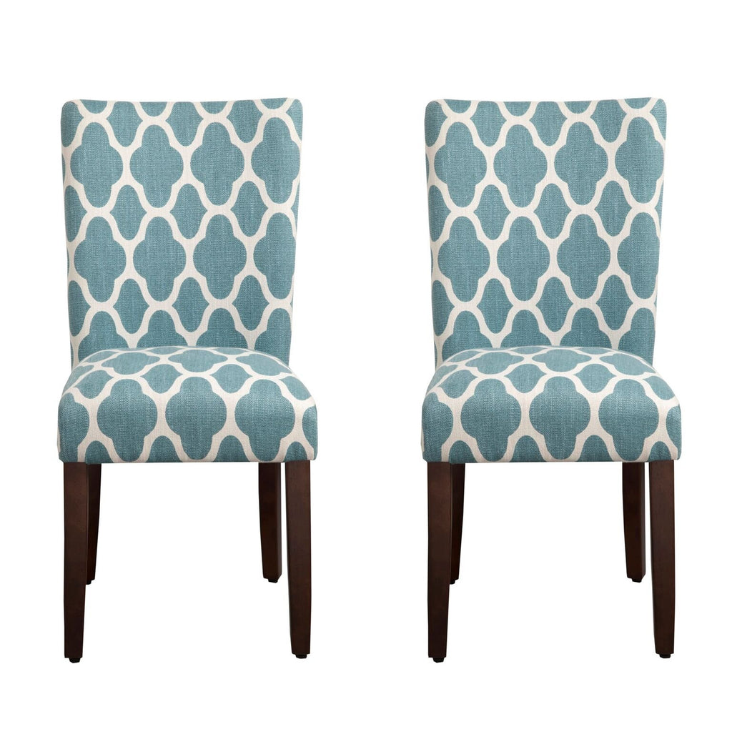 HomePop Parsons Classic Upholstered Accent Dining Chair, Set of 2, Suri Blue