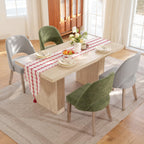 Wooden Dining Chairs Set of 4, Green Chenille Kitchen Dining Chairs