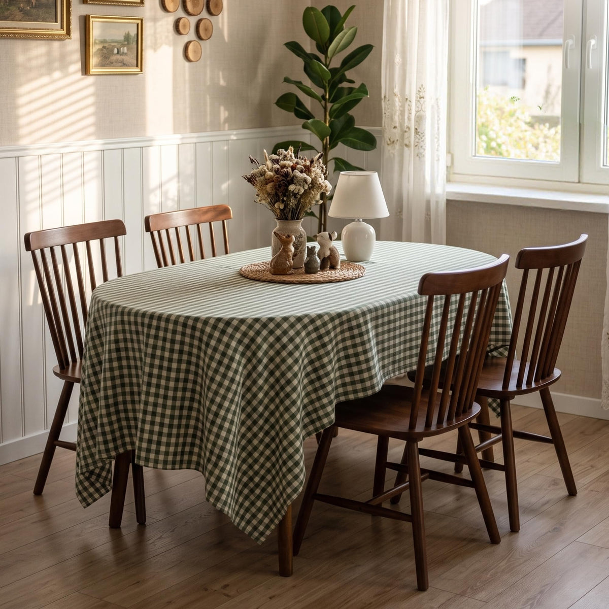 Windsor Dining Chairs Set of 6, Spindle Back Wooden Chairs