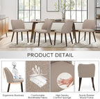 MALOL Dining Chairs Set of 6, Upholstered Fabric Kitchen Chairs with Curved Back, Padded Seat and Solid Wood Legs, Modern Dining Chair for Kitchen Dining Room, Camel