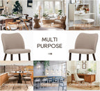 MALOL Dining Chairs Set of 6, Upholstered Fabric Kitchen Chairs with Curved Back, Padded Seat and Solid Wood Legs, Modern Dining Chair for Kitchen Dining Room, Camel