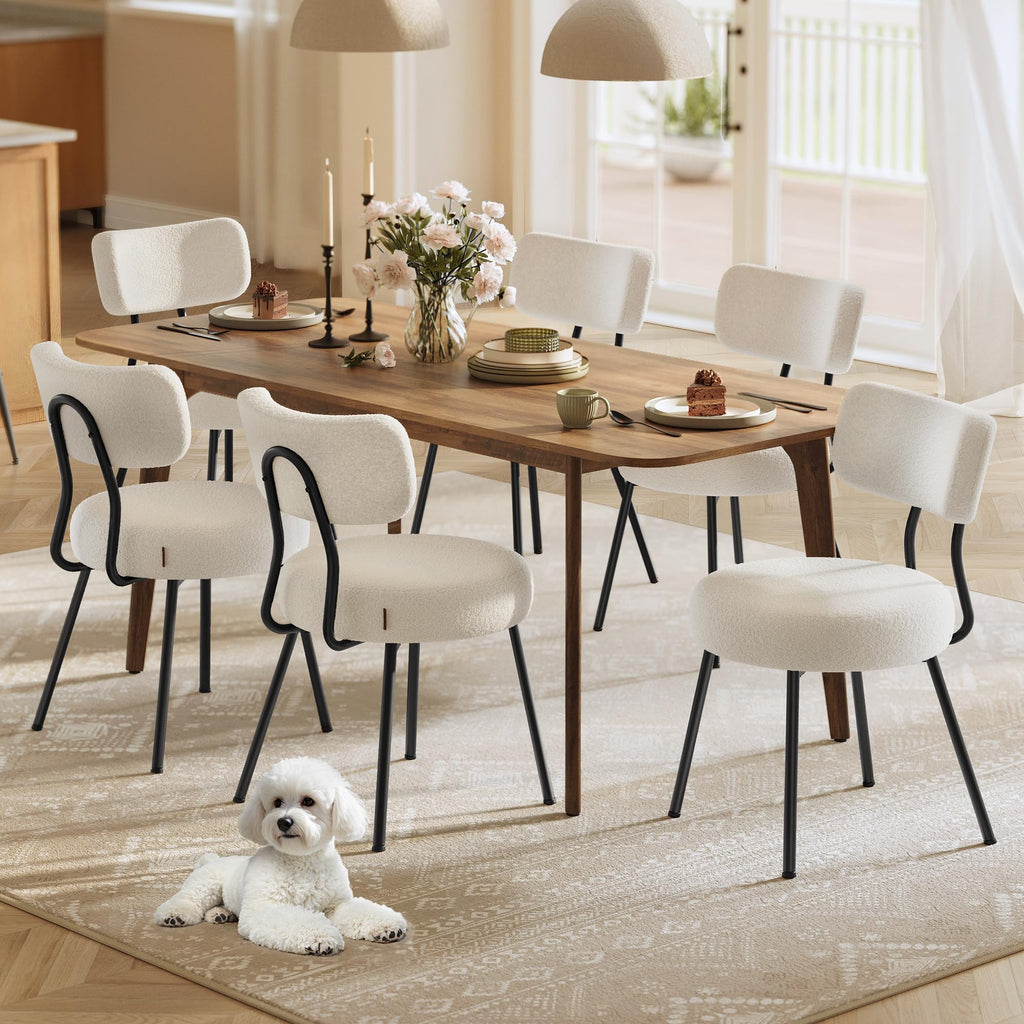 VASAGLE Boucle Dining Chairs Set of 4, Upholstered Kitchen Chairs