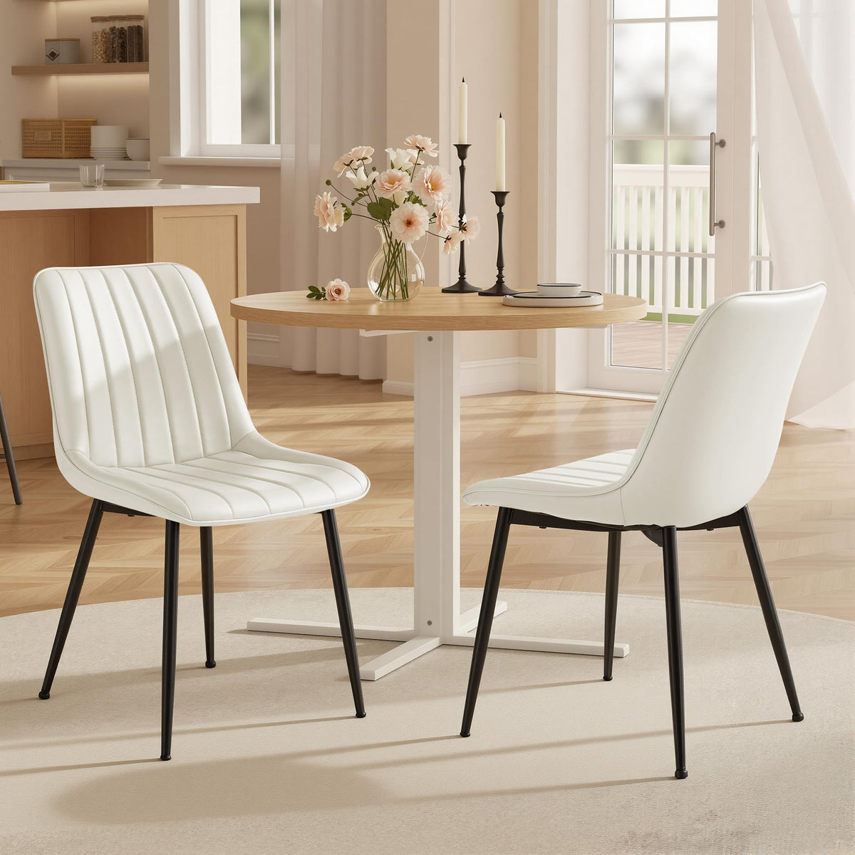 VASAGLE Dining Chairs Set of 4, Upholstered Kitchen Chairs, PU Leather