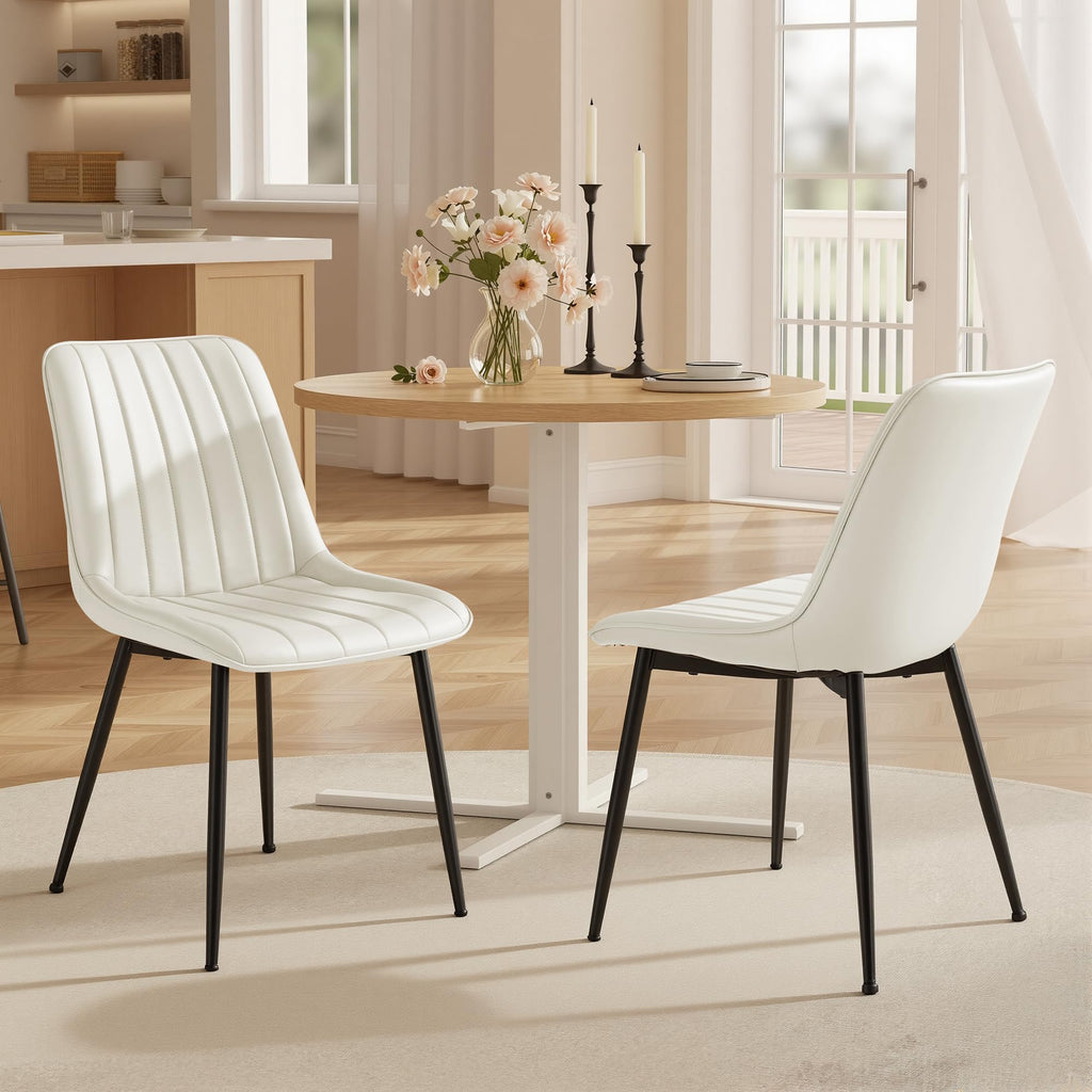 VASAGLE Dining Chairs Set of 4, Upholstered Kitchen Chairs, PU Leather