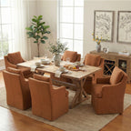 VKNOW Upholstered Dining Chairs Set of 2, Dining Room Chairs with Casters