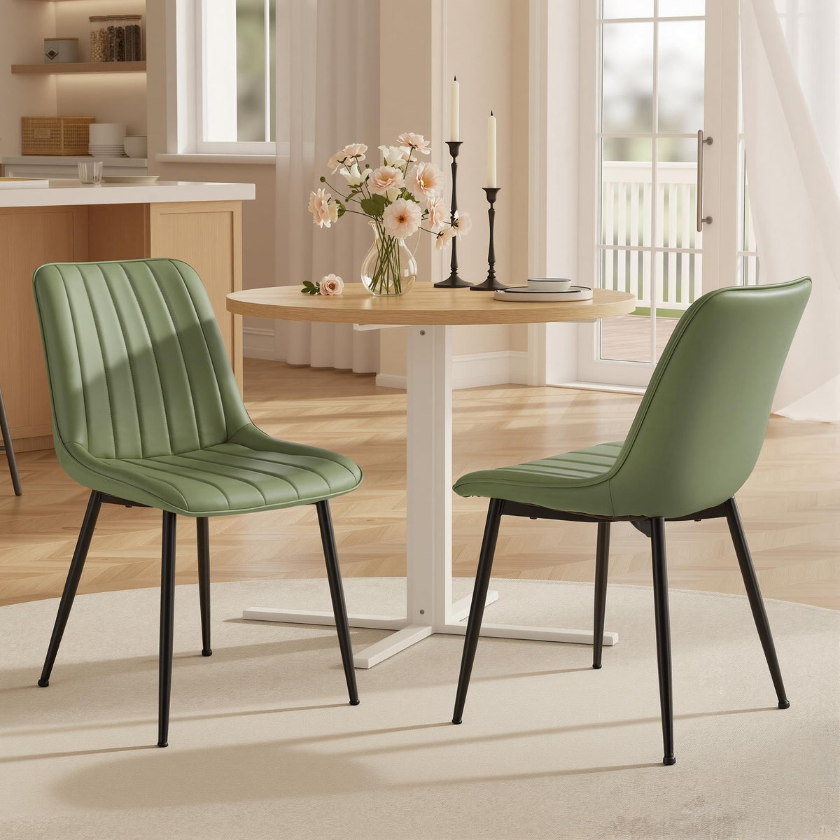 VASAGLE Dining Chairs Set of 4, Upholstered Kitchen Chairs, PU Leather