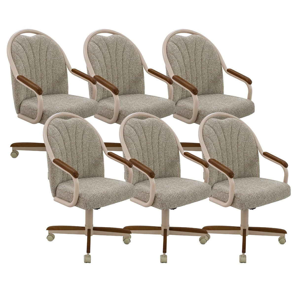 Chromcraft Bailey 4pc Swivel Kitchen Dining Chair - Light Sand-Chestnut