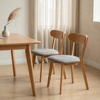 100% Solid Oak Dining Chairs Set of 4, Mid-Century Modern Dining Room Chairs, Wooden Kitchen Chairs with Curved Backrest, Walnut Brown Finish, Sillas de Comedor (4 Chairs)