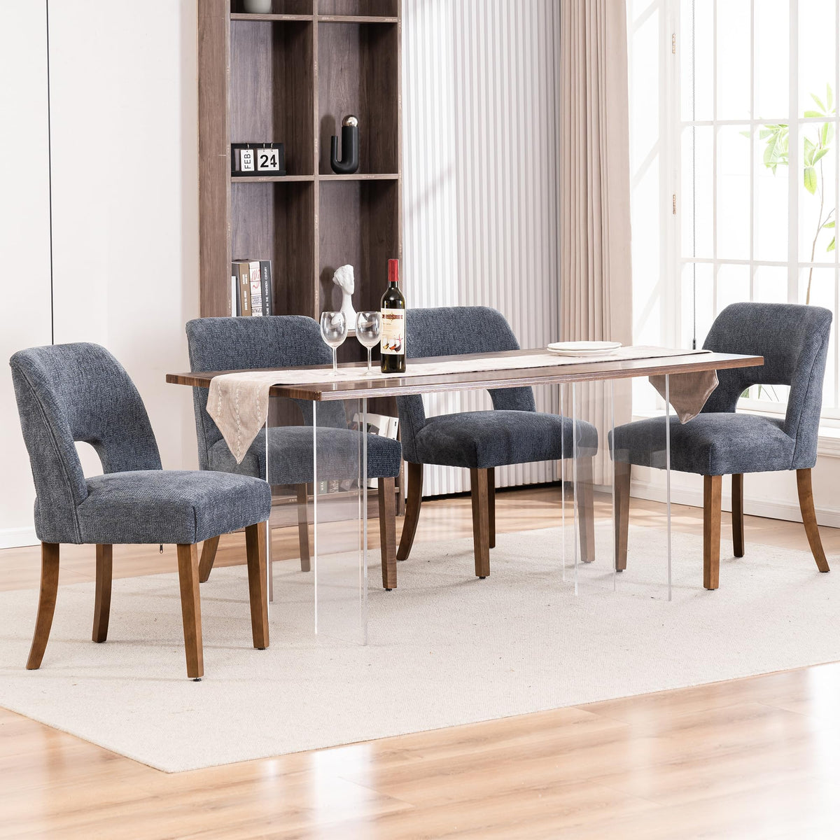 VKNOW Dining Chairs Set of 4, Fabric Dining Chairs, Green
