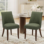 COLAMY Upholstered Dining Chairs Set of 6, Mid Century Modern Kitchen Chairs with Back, Farmhouse Fabric Side Dining Room Chairs with Wood Legs for Dining Room Restaurant, Brown