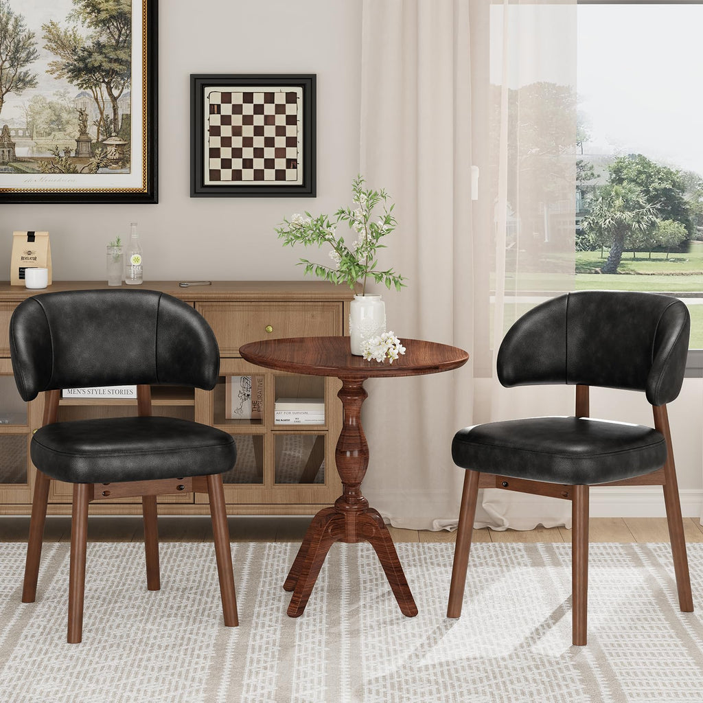 MALOL Wooden Dining Chairs Set of 4, Modern Upholstered Dining Room Kitchen Side Chairs with Curved Open Back for Living Room/Restaurant/Cafe, Brown