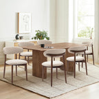 COLAMY Wooden Dining Chairs Set of 6, Upholstered Kitchen Side Chair, Beige