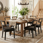 HNY Mid Century Modern Dining Chairs Set of 4, Upholstered Linen Kitchen & Dining Room Chairs with Ergonomic Curved Backrest, Solid Wood Legs, Farmhouse Accent Chair for Home, Apartment, Beige