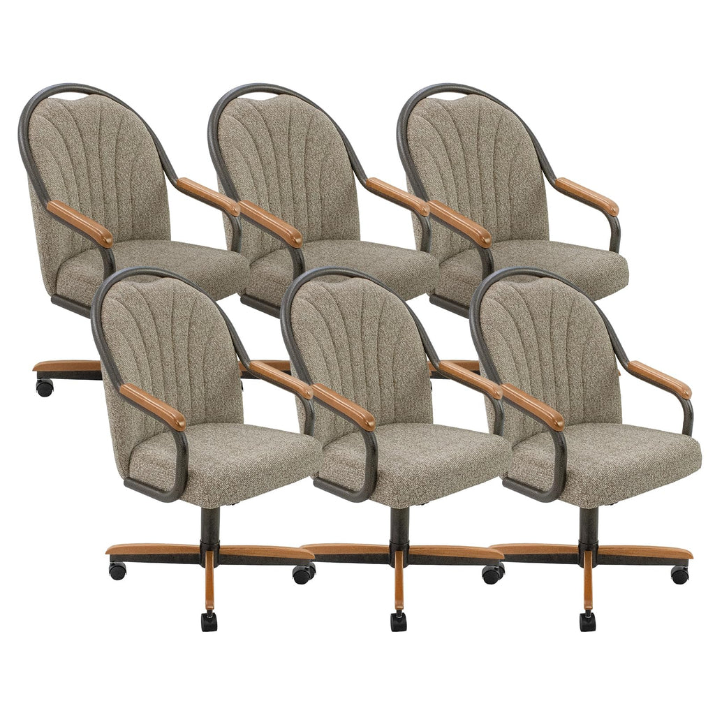 Chromcraft Bailey 4pc Swivel Kitchen Dining Chair - Light Sand-Chestnut