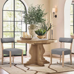 ZJhome Dining Chairs Set of 4,Mid Century Modern Dining Chair Set - Linen Upholstered Low Back Kitchen & Dining Room Chairs with Woven Design,Oatmeal Fabric