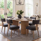 HNY Mid Century Modern Dining Chairs Set of 4, Upholstered Linen Kitchen & Dining Room Chairs with Ergonomic Curved Backrest, Solid Wood Legs, Farmhouse Accent Chair for Home, Apartment, Beige