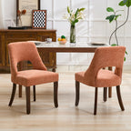UVV Wooden Dining Chairs Set of 2, Mid Century Modern Chenille Upholstered Dining Room Chair Kitchen Chairs, Farmhouse Dinner Chair with Solid Wood Legs for Kitchen Dining Room, Green