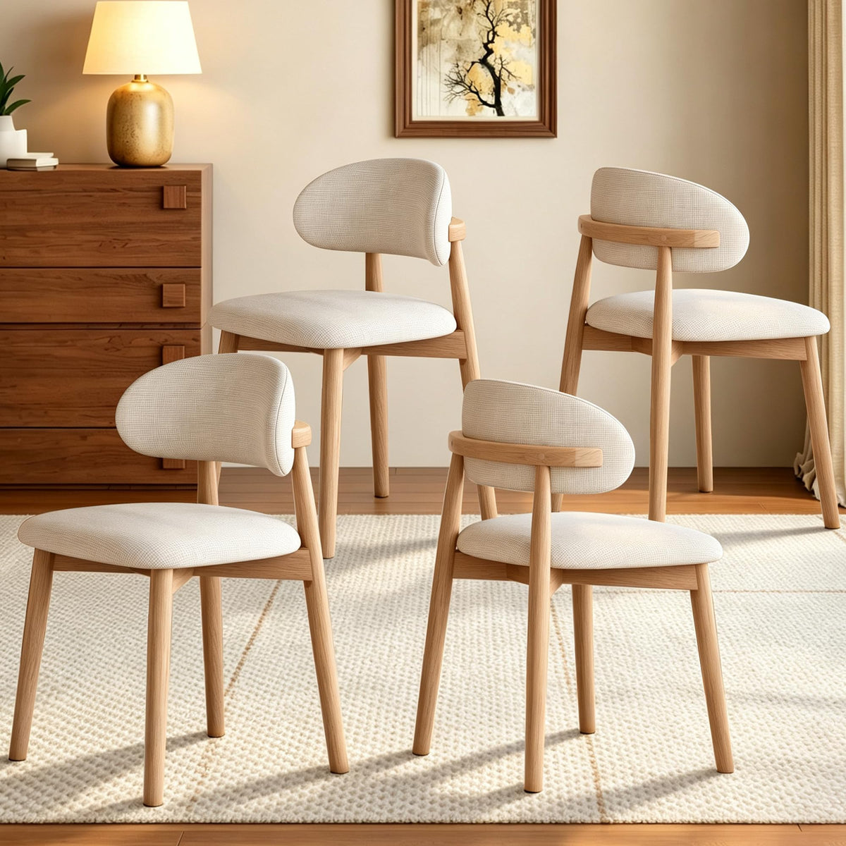 Wooden Dining Chairs Set of 2, Mid Century Modern Side Chairs