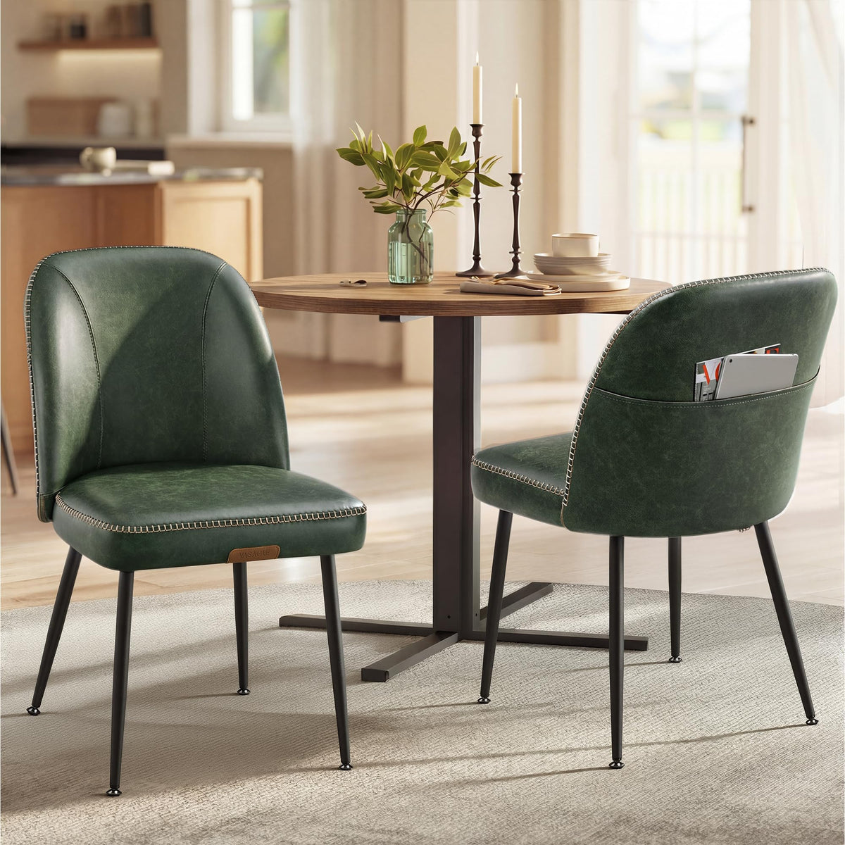 VASAGLE Dining Chairs Set of 2, Upholstered Kitchen Chairs