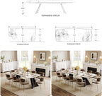 Extendable Dining Table with Leaf, 78"-110" Rectangular Sintered Stone, Marble-Look Top, Seats 6-14, Metal Base, Easy-Clean, Heat & Scratch Resistant, Dining Room/Kitchen Table for Family Gatherings
