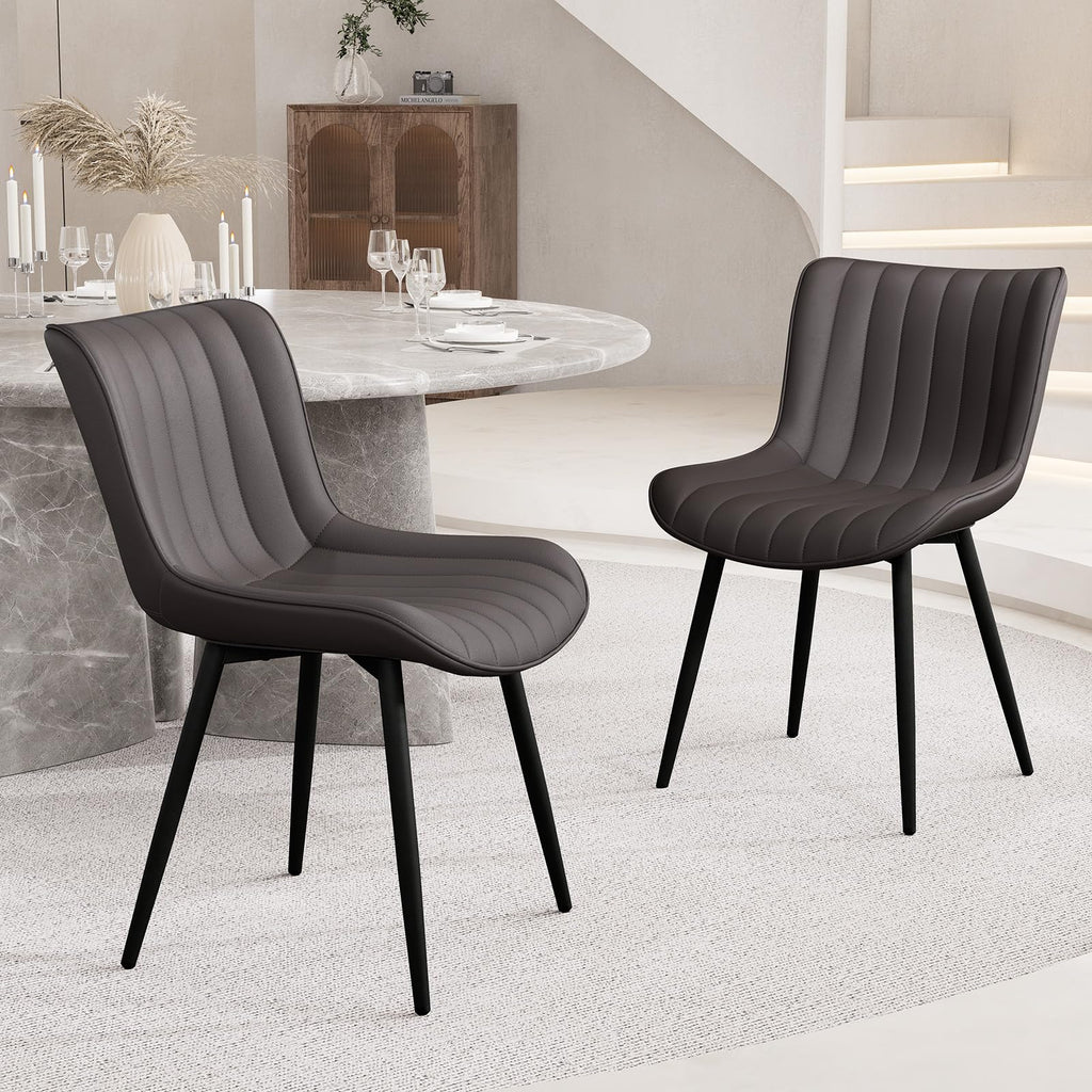 YOUNUOKE Dining Chairs Set of 2 Mid-Century Modern Kitchen Chairs Khaki