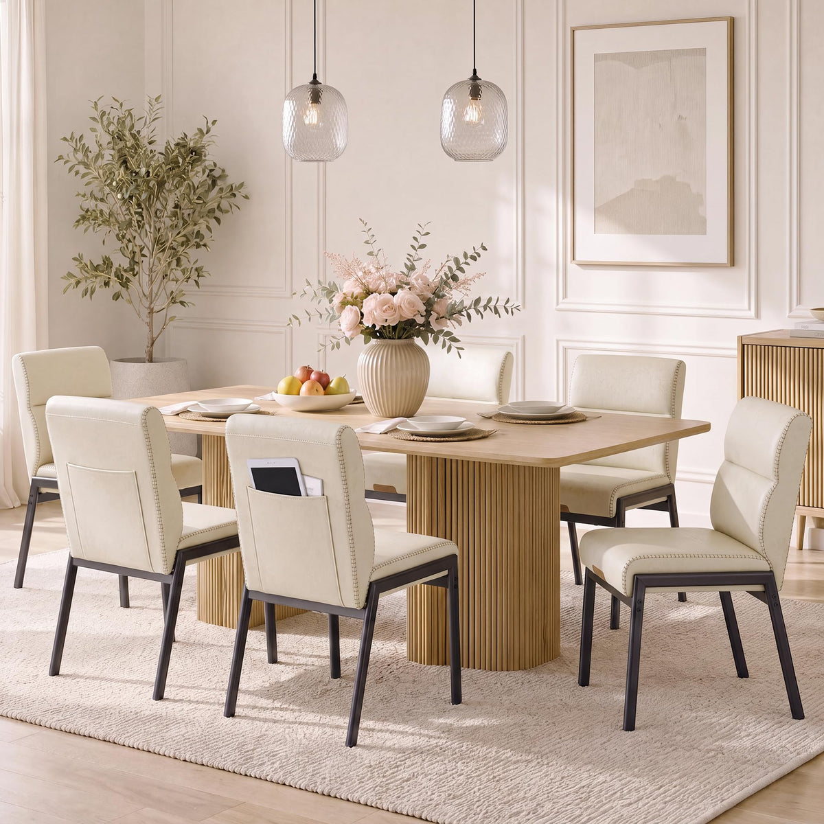 VASAGLE Dining Chairs Set of 2, Upholstered Kitchen Chairs