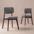 COLAMY Dining Chairs Set of 2, Mid Century Modern Upholstered Kitchen Chairs with Solid Red Oak Wood Legs, Textured Fabric Dining Room Accent Chairs for Small Spaces, 300 lbs Capacity,Walnut,Oatmeal