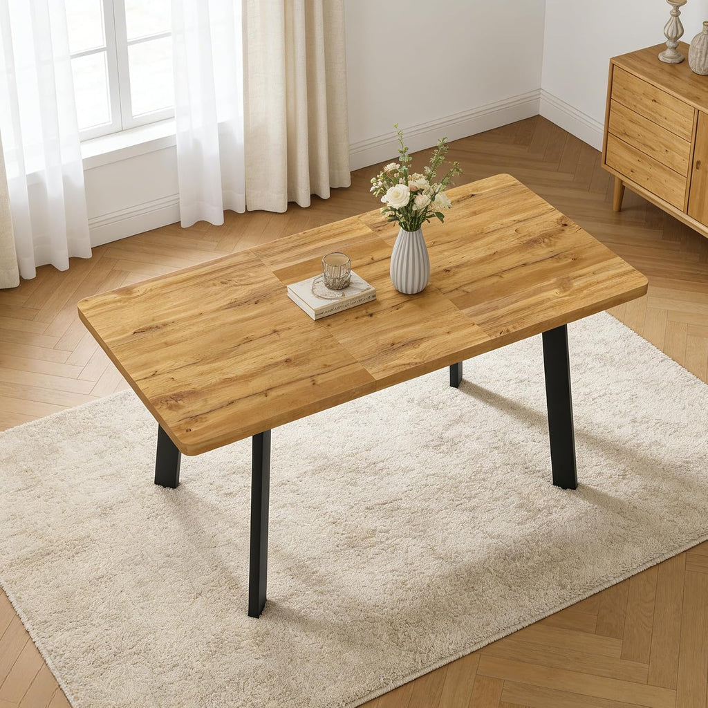 Modern 47.2"-63" Extendable Rectangular Dining Room Table, Walnut
