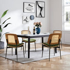 LUNLING Dining Chairs Set of 2 Mid Century Modern Retro Green Velvet Kitchen Chairs with Walnut Bentwood Upholstered Seat Metal Legs Adjustable Foot for Kitchen Dining Room Chairs(Green Fabric)