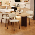 Kitchen Dining Chairs Set of 4 Modern Upholstered Leather Farmhouse Dining Room Chair, Walnut/Beige