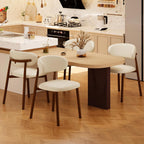 Kitchen Dining Chairs Set of 4 Modern Upholstered Leather Farmhouse Dining Room Chair, Walnut/Beige