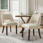 VKNOW Modern Dining Chairs Set of 4 with Rubberwood Legs, Beige